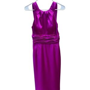 Adrianna Papell Boutique‎ Fuchsia Satin Pleated Sheath Dress Women's 6